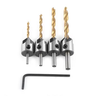Countersink Drill Bit Carpentry Woodworking Boring Tool Round Shank With Hex Key(4pcs,36mm)