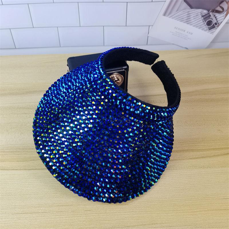 Female Spring And Summer Boutique Rhinestones Color Personality Shade Sunscreen Breathable Empty Top Hat Female