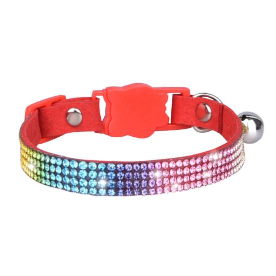 Colier pentru animale de companie Rochie cu stras incrustat Reglabil pentru rupere Animal de companie Pisici Caini Gulere cu clopot