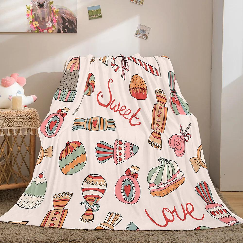 Cartoon-shaped food burger Printed Blanket for Sofa Travel Camping Living Room Office Conditioning Blanket for All Seasons Gifts