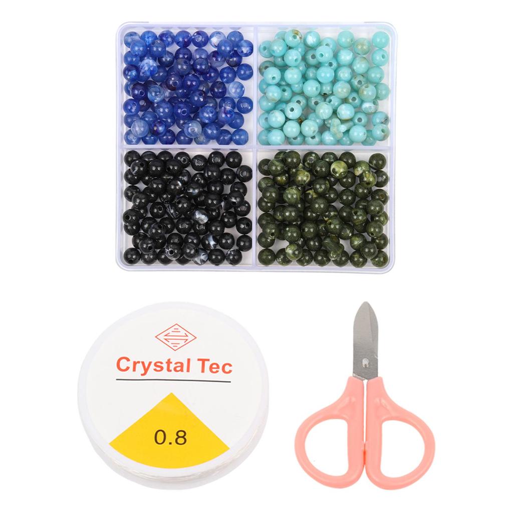 4 Grid Box Mixed Color 6mm 440pcs Acrylic Bead Jewelry Making Kit, Handmade DIY Bracelet Necklace Gift Making