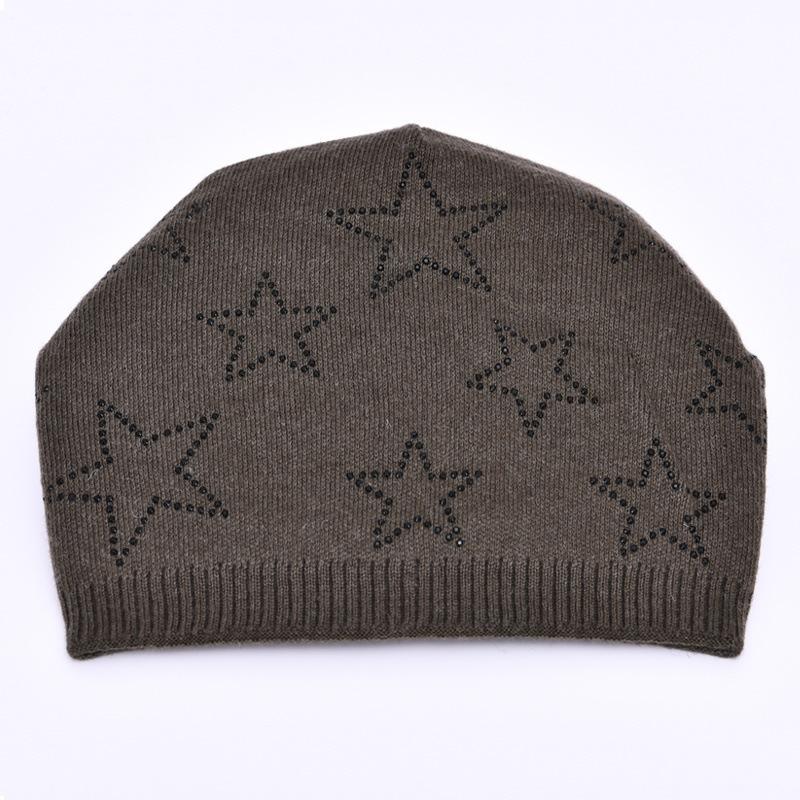 Big beetle, new with diamonds, small stars, soft, comfortable and warm wool hat, soft waxy knitted hat.