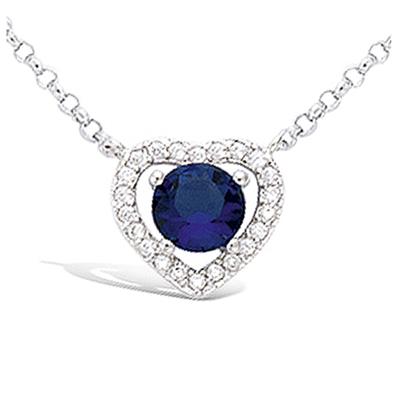 [N6827] - Silver Necklace 'Love' White Sapphire (rhodium-plated) - 12x12 Mm