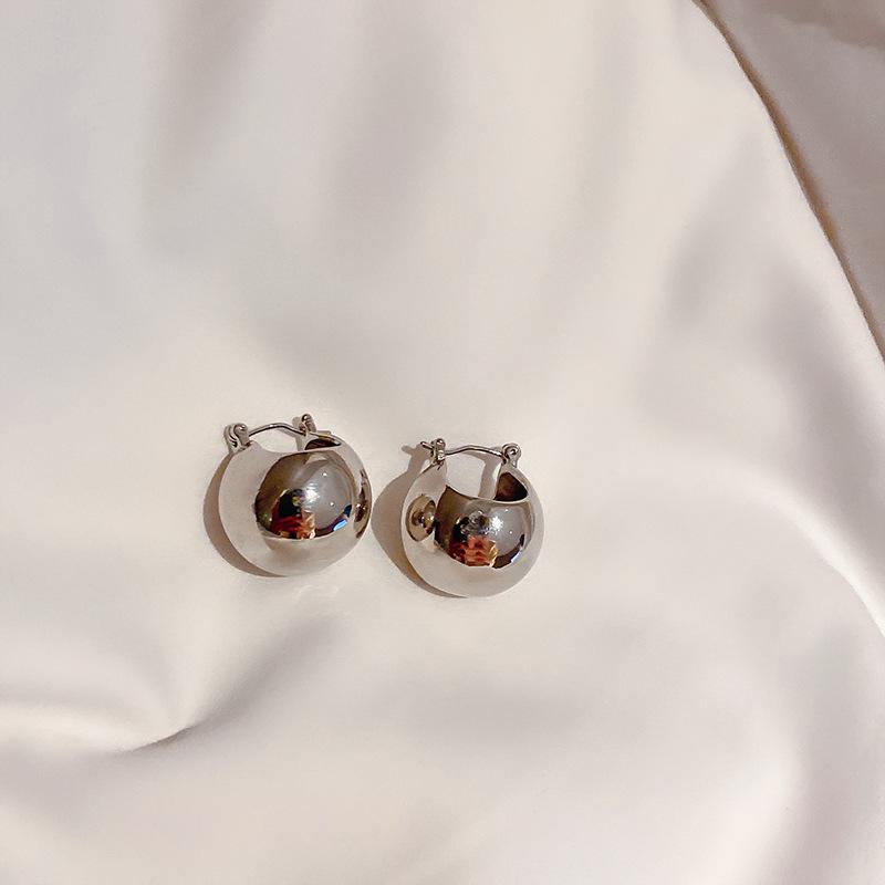 Silver Needle Geometric Metal Earrings: Elegant, Fashionable, High-End Design Stud Jewelry.