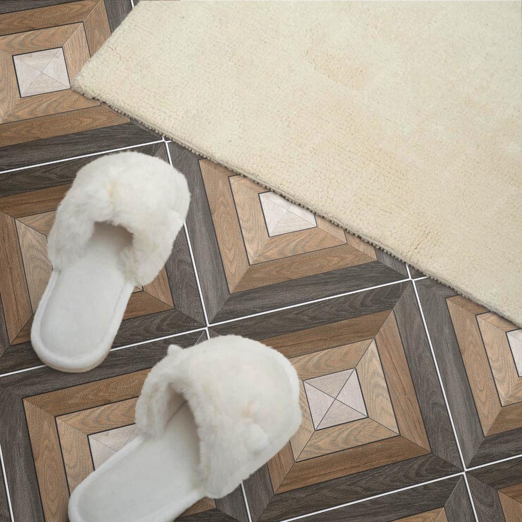 Set of Self-Adhesive Vinyl Tiles With Geometric Rhombus Pattern 6X60X30 Cm