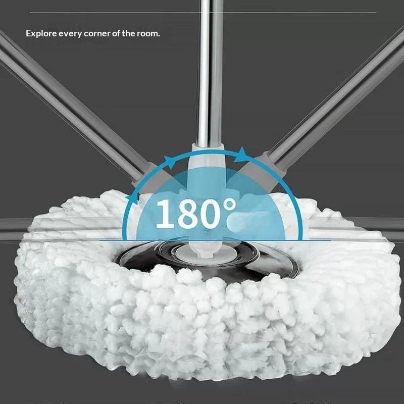 Spin Mop Rotating Floor Mop Stainless Steel Handle Microfiber Mop Head Cleaning Mop For Home Kitchen Bathroom Floor Cleaning