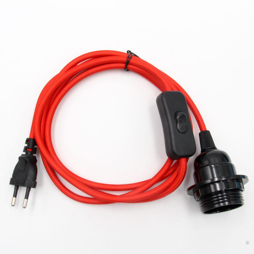 

2.5m European Plug Cord with E27 Lamp Holder & 303 Inline Switch коричневий