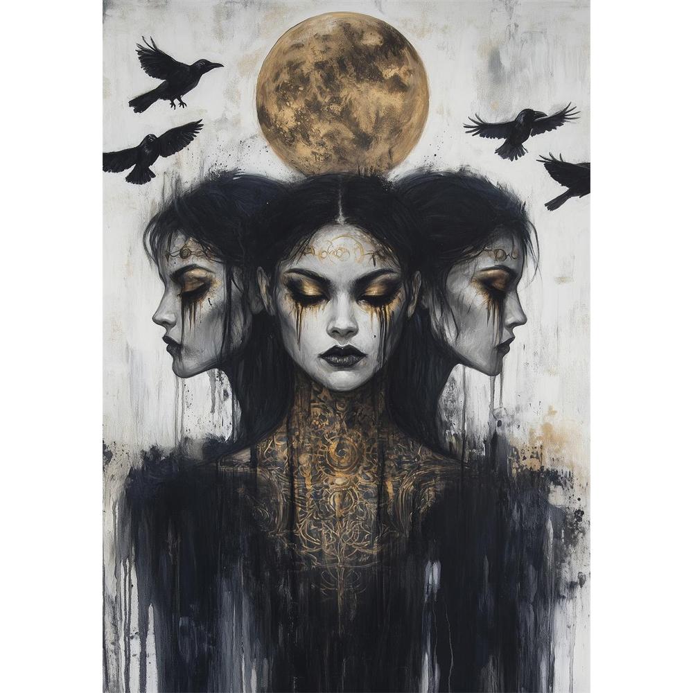 Terror Curse Gothic Style Tattoos Female Warrior Diamond Painting 5D DIY Art Pattern Printing Kit Jigsaw Canvas Mosaic Stitching Home Decoration