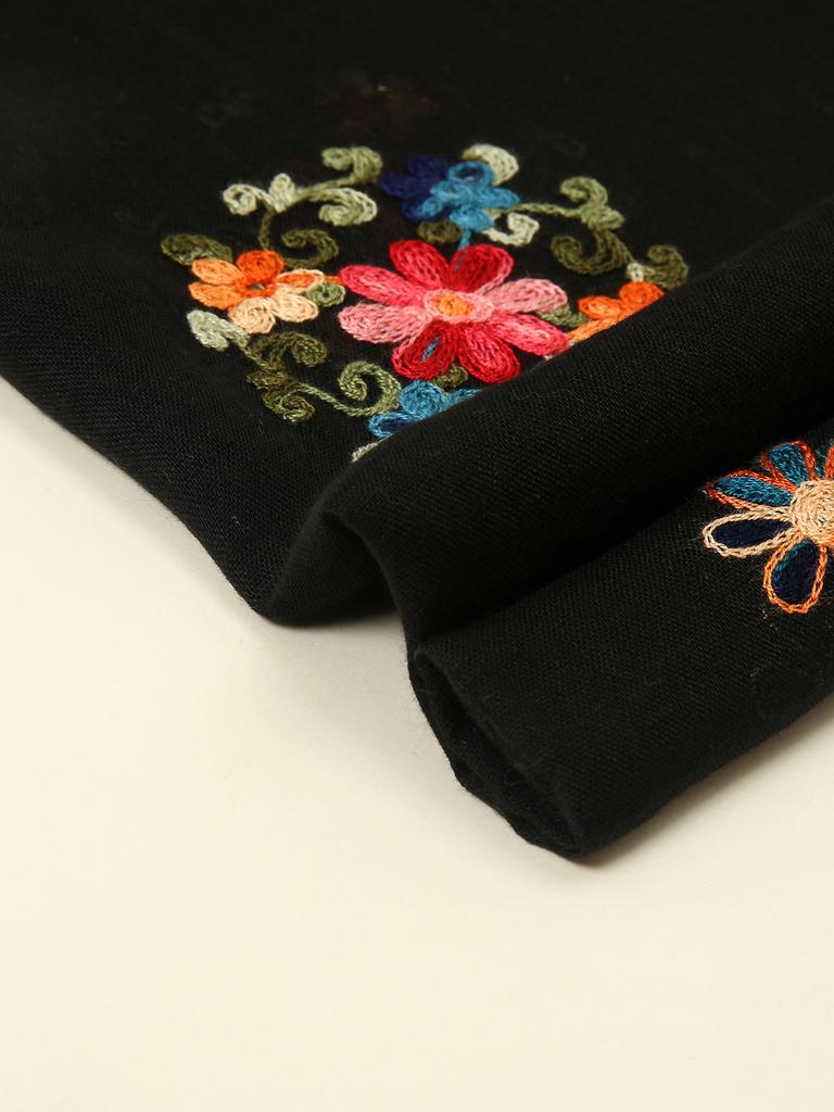 Neue Mode Stickerei Floral Langer Schal Hijab Frau Baumwollschal Sommer Einfarbig Wickeltücher für Damen Stola Stirnband