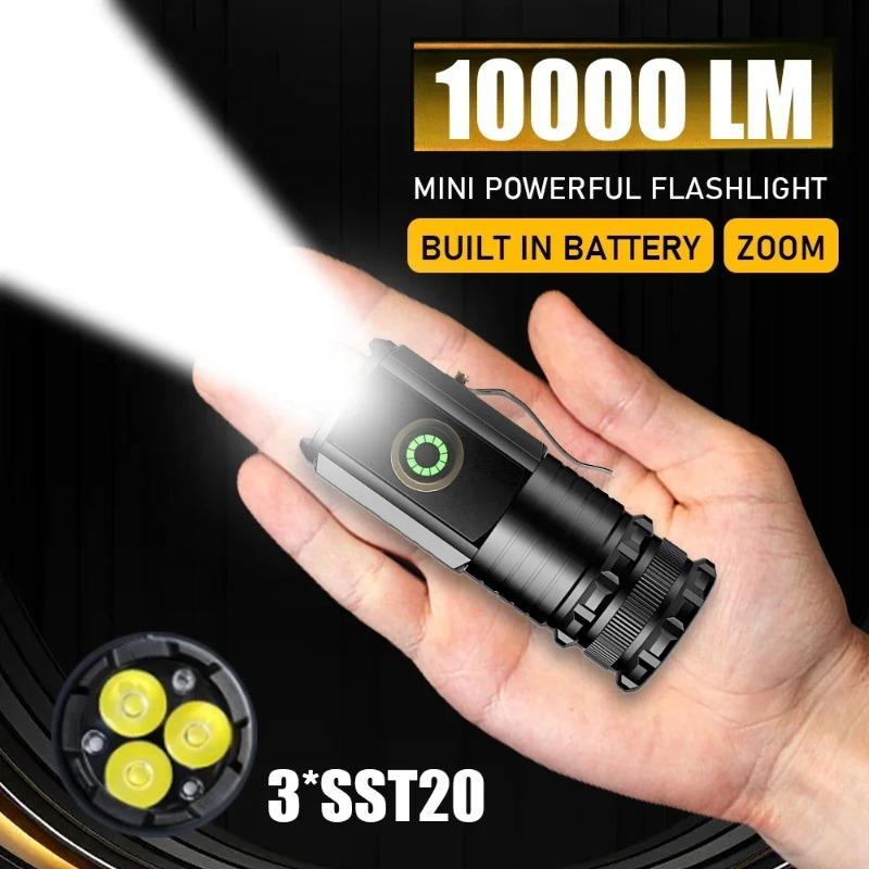 Mini LED Flashlight TYPE-C Rechargeable Portable EDC Torch with Magnetic Base 18350 Battery for Camping Emergency Outdoor