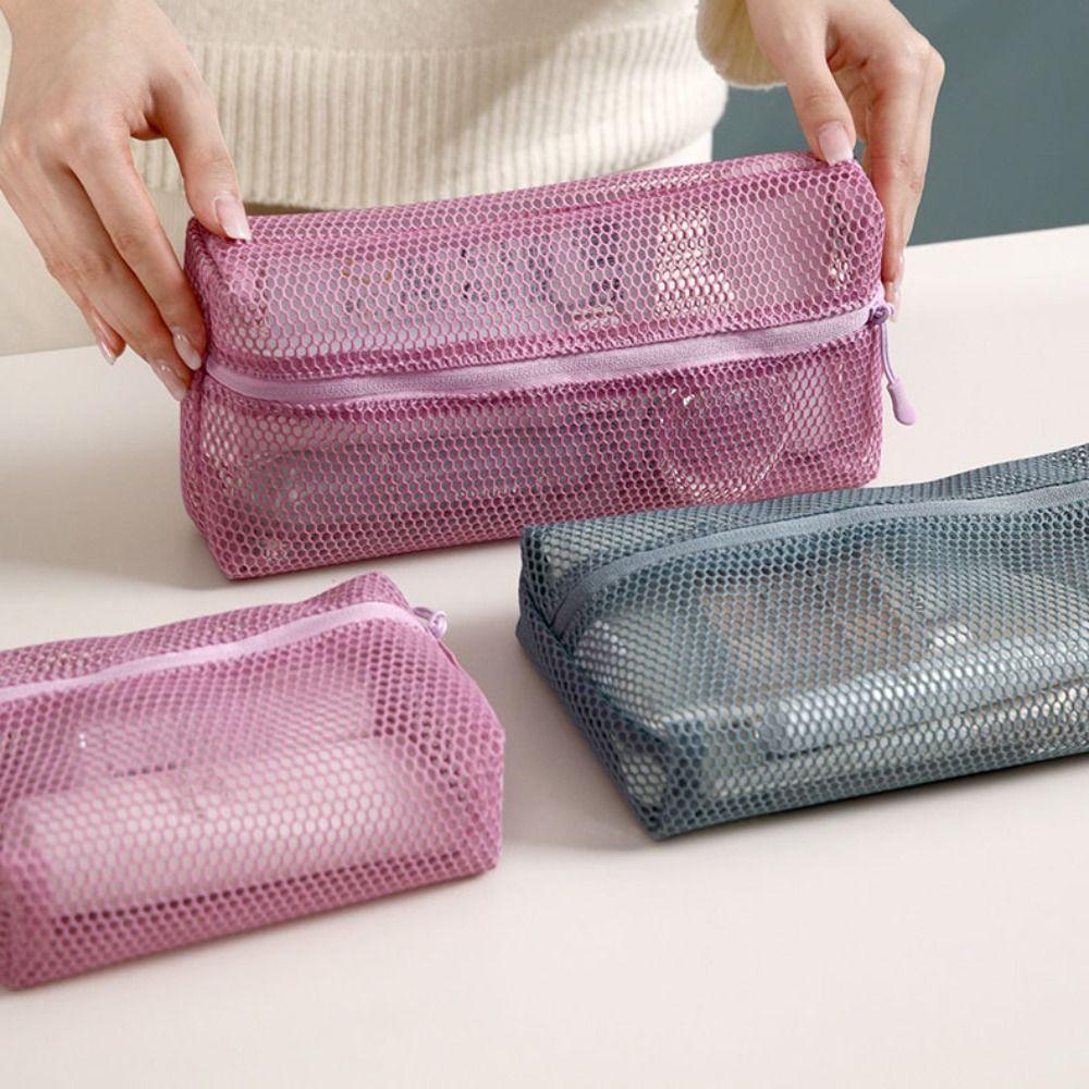 Transparent Mesh Makeup Bag Lipstick Bag Storage Toiletry Bag Portable Mesh Cosmetic Bag Outdoor