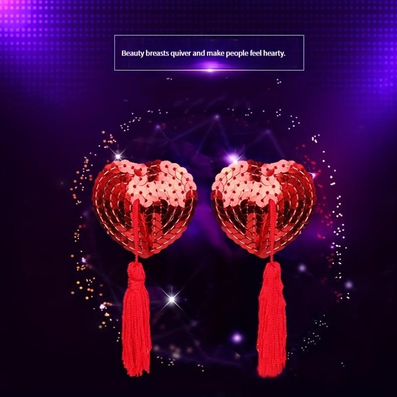 Lingerie Nipple Stickers Toys, Breast Decoration, Bdsm Exotic Accessories, Tassel Heart-shaped Sequins Breast Stickers For Men Women couple