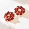 Square Big Red Festive Earrings Wedding High-End Sense Rhinestone Earrings Pendant Temperament Women'S Earrings