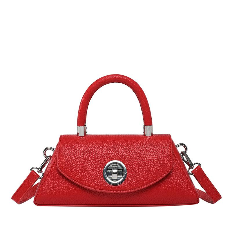 Popular Simple Temperament High-end Lychee Pattern Trapezoidal Portable Small Square Bag Casual Versatile Foreign Style Messenger Bag