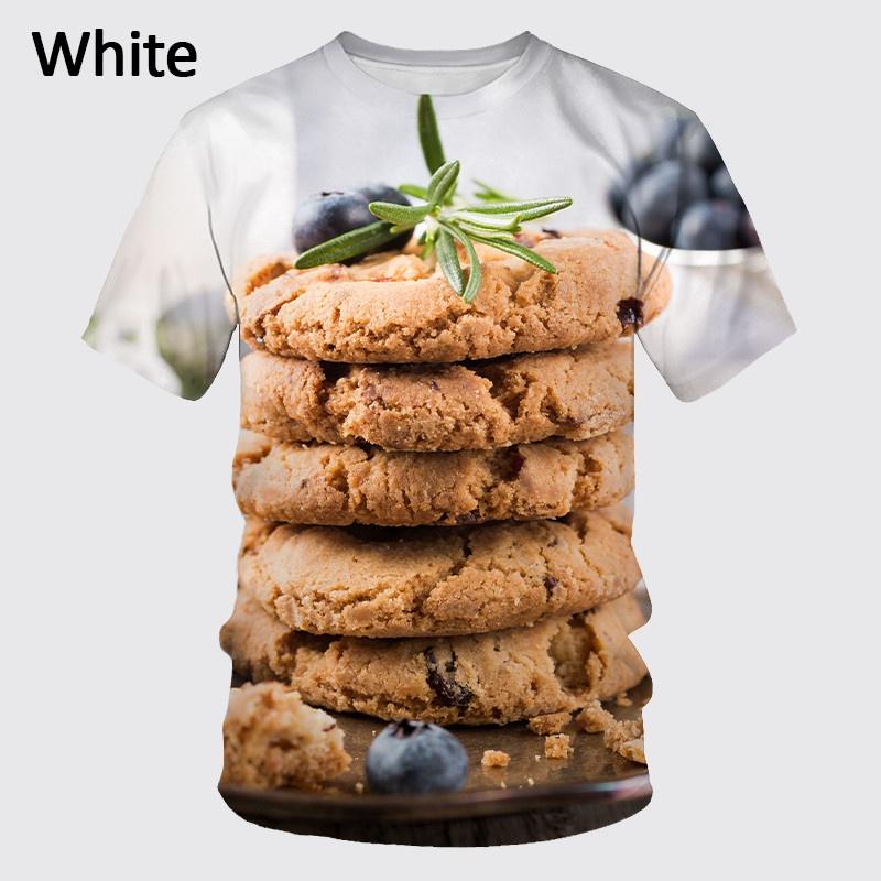 HerSight Grappig Voedsel T-shirt 3D Print Mannen Koekje Macaron Wafel Casual Cool Mode Casual Korte Mouw Ronde Hals T-shirt 5XL