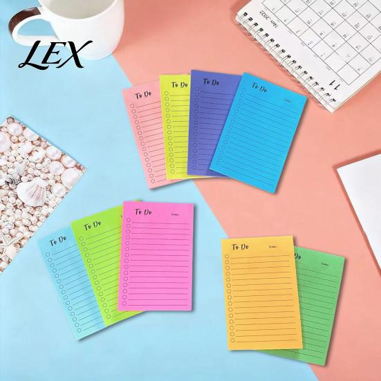Removable Planner Notes for Desk Lined Fluorescent Sticky Notepad, To-do Lists with Check Boxes Multi-colored Notepads Adhesive Notes, Increase