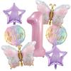 Pink Butterfly 32inch Number Balloon Set Gradient Happy Birthday Baby Shower Decor Helium Balloon Birthday Party Wedding Globos