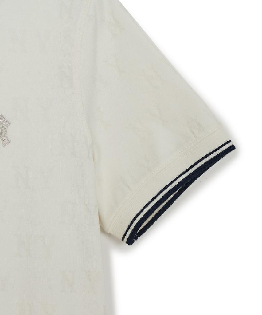 Emelbi Women'S Classic Monogram Tone-Tone Jacquard Collar Dress Ny (Ivory)