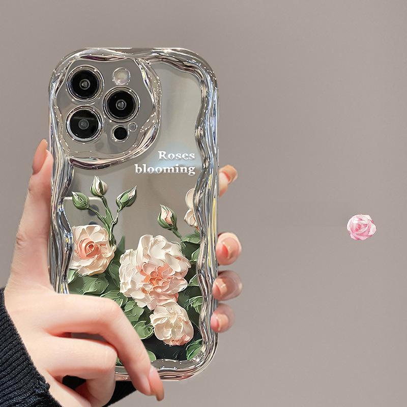 

Подходит для чехла для мобильного телефона Apple 15 Iphone14pro Хрустальная цепочка с цветами 13/12 Гальваническое серебро 11 Полное покрытие Защита от падений iphone 15 plus