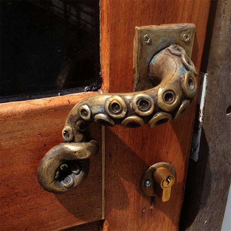 Vintage Octopus Door Knob Cabinet Handle Ancient Resin Outdoor Hook Household Drawer Furniture Pull Handle Pulls Bar Hardware
