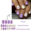 Square Nail Tips Flower Fake Nail Glues On Nail Stick On Nail Press On Nail Artificial False Nail for Womens and Girls