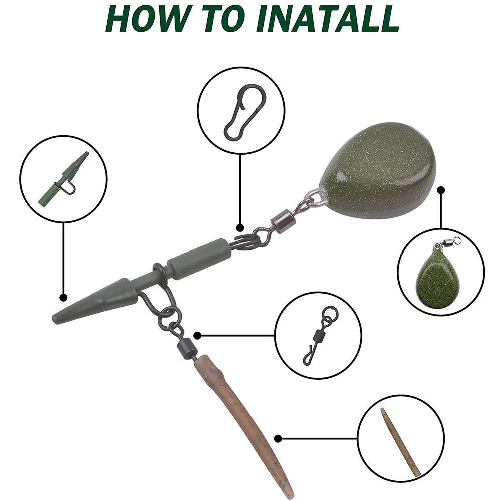 110Pcs/Box Carp Fishing Accessories Kit Include Anti Tangle Sleeves Quick Change Swivel Safety Lead Clip Speed Links