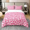 Pink Leopard Print Three-Piece Quilt Cover 3D Digital Printing Bedding Set Bed Cover
