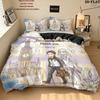Re Zero Pattern Bedding Quilt Set Quilt Cover Pillowcase Home Birthday Gift(1 * Duvet Cover + 2 * Pillowcase, Without Core)