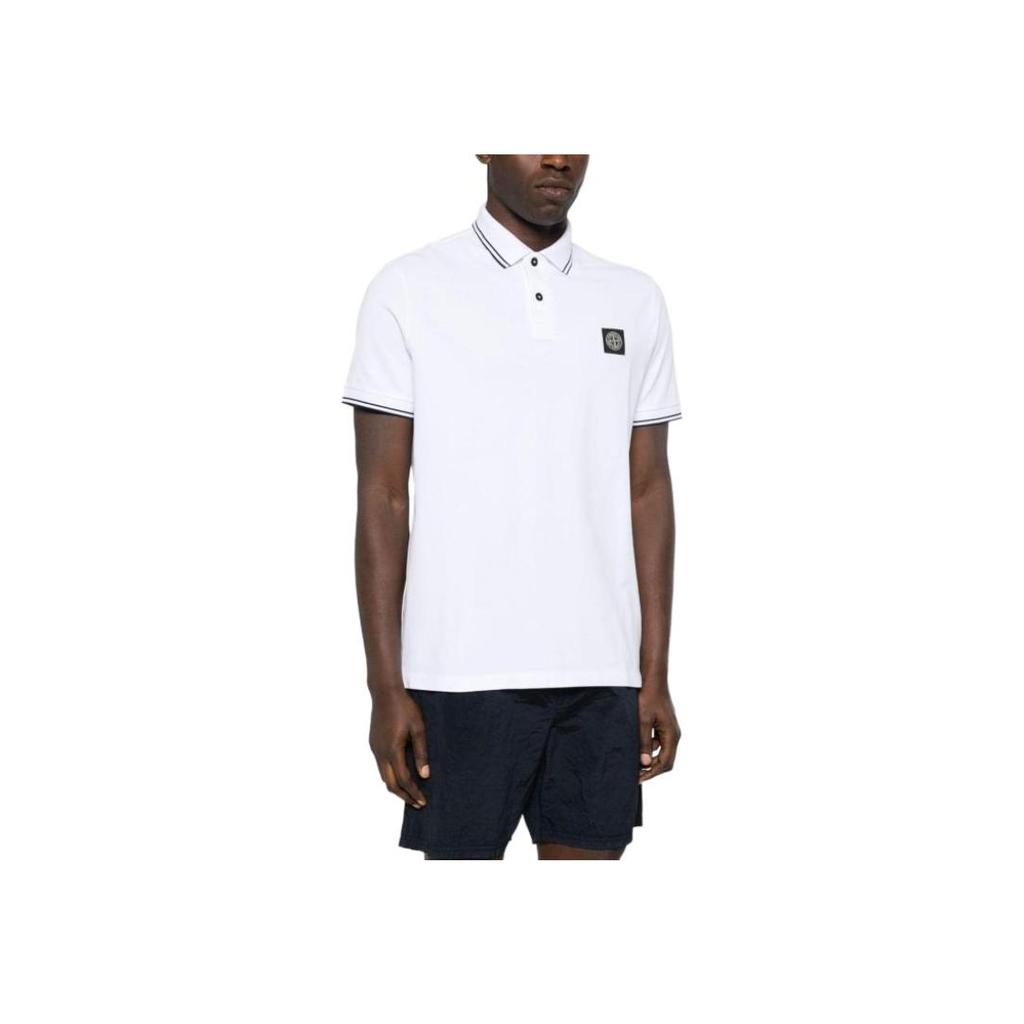 Stone Island Ss25 Logo Slim Fit Polo Shirt Men tops White K1S1522002-SCS0018-V1001