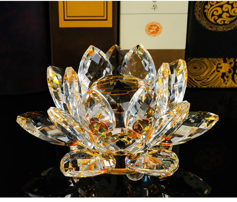 Kristall Lotus Blume Figurine Home Hochzeit Dekoration Glas Handwerk Sammlung Briefbeschwerer Tisch Ornamente Souvenir Geschenke