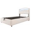 Children's Upholstered Bed 90x200, Velvet Single Bed Multifunctional Bed with Storage with LED and USB Beige