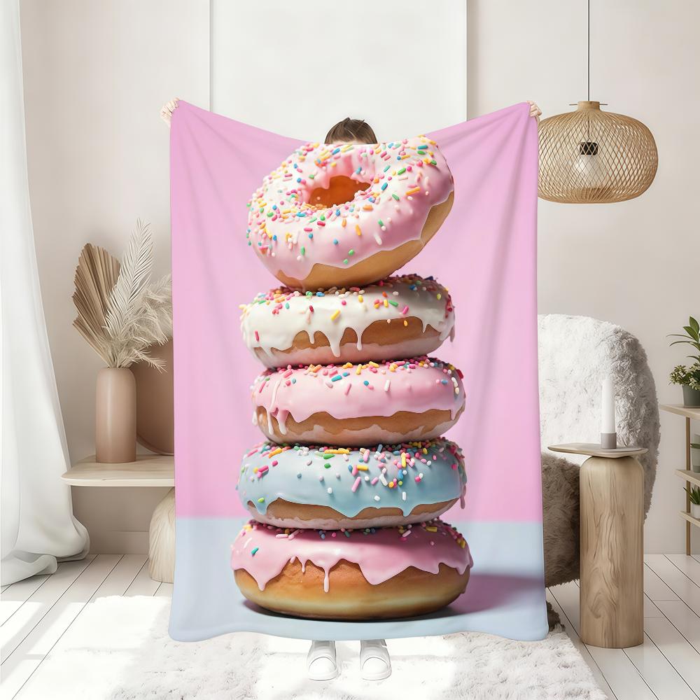 Pink Donut Blanket Soft Throw Blanket for Home Bedroom Bed Sofa Picnic Travel Office Rest Cover Blanket Gift