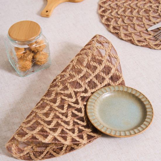 Round Boho Placemat Handwoven Heat Insulation Placemat Rustic Table Protector Mat for Home Farmhouse Weddings Baby Showers