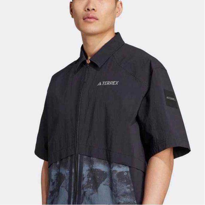 Adidas SS25 Terrex Comfortable Fashion Simple Skin-Friendly Outdoor Short Sleeve Shirt Men Shirts Black JD5947