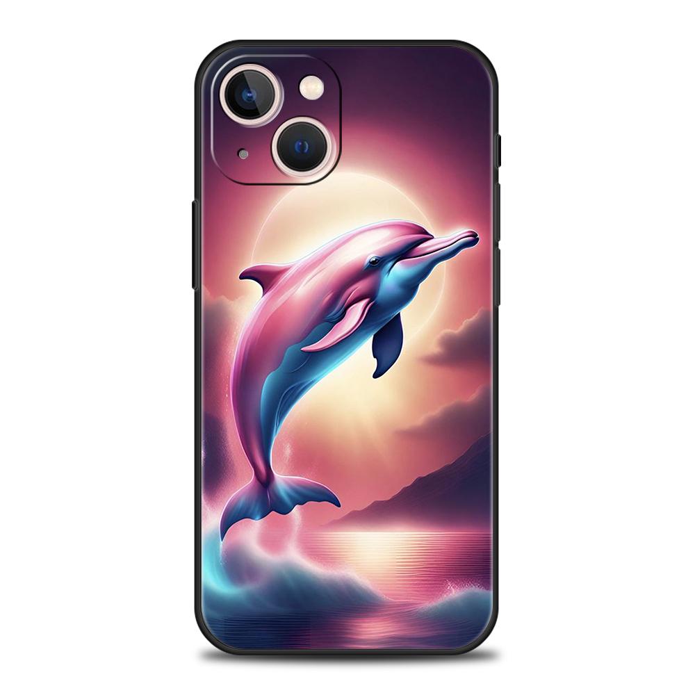 Ocean Animal Dolphin Phone Case for iPhone 16 15 14 13 12 Pro Max 11 Pro Max 7 8 Plus XS XR Shockproof Silicone Soft Shell Bags