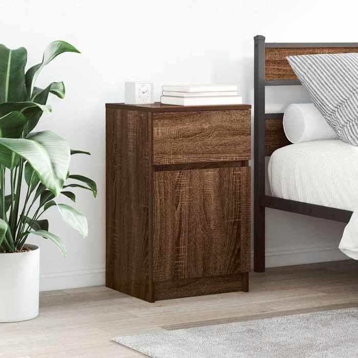 VidaXL Bedside Tables 2 Pcs Brown Oak 39x35x65 Cm Engineered Wood, Bedside Furniture, Side Table, Bed Cabinet, 861332