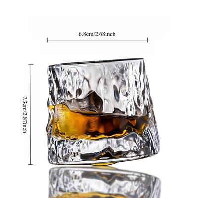 160ML Whiskey Glass Diamond Pattern Rotatable Old Fashioned Whiskey Glass Universal Wine Cup For Bar Party