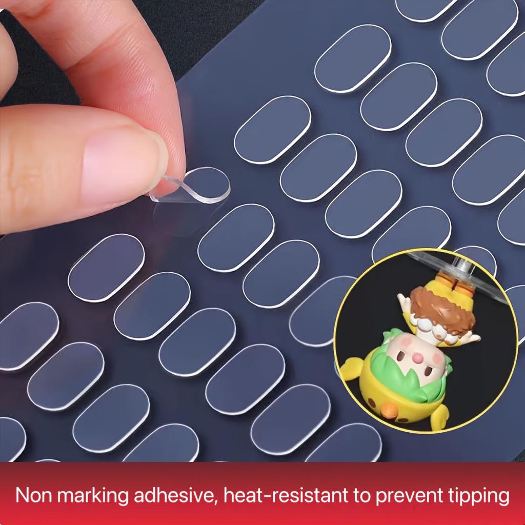 Seamless Dual-Sided Adhesive Tape, Transparent Oval Shape for Figurines & Display Boxes - Non-Slip Acrylic Stickers for Desk Organization