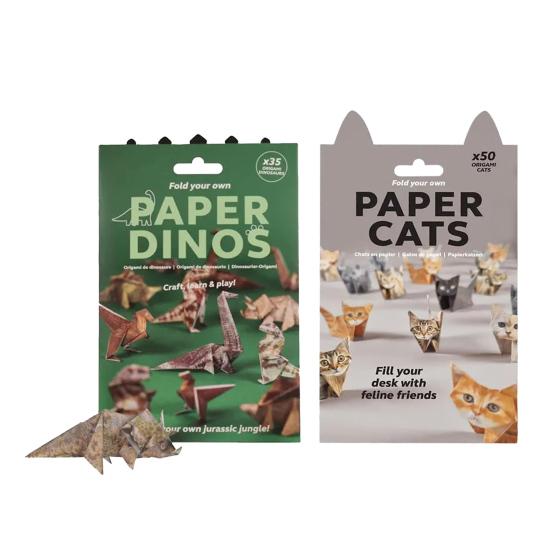 DIY Origami Animal Kit Cute Paper Kitten Origami Set 3D Dog Cat Dinosaur Paper