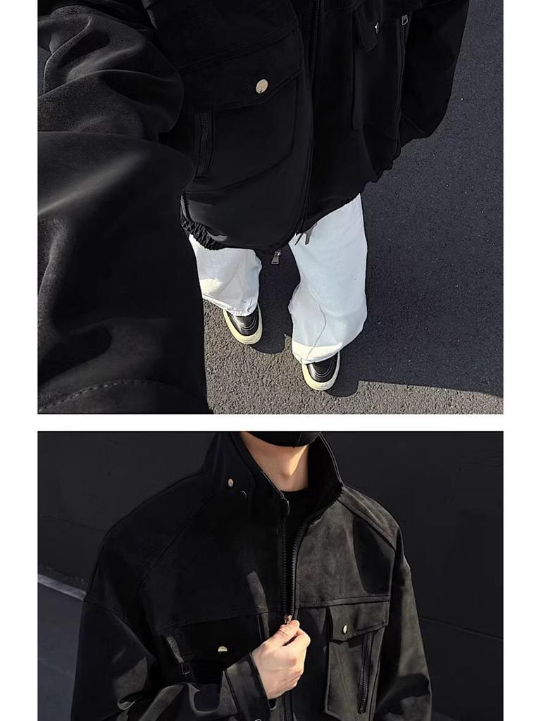 Men's PU Leather Jacket - High-End Retro Stand-Up Collar for Spring & Autumn