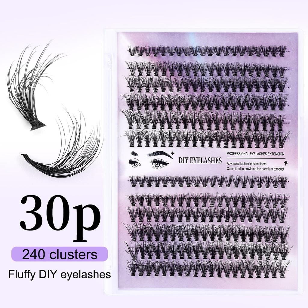 Diy Segmented Fried Hair Single Cluster False Eyelashes 12 Rows Large Capacity Daily Makeup