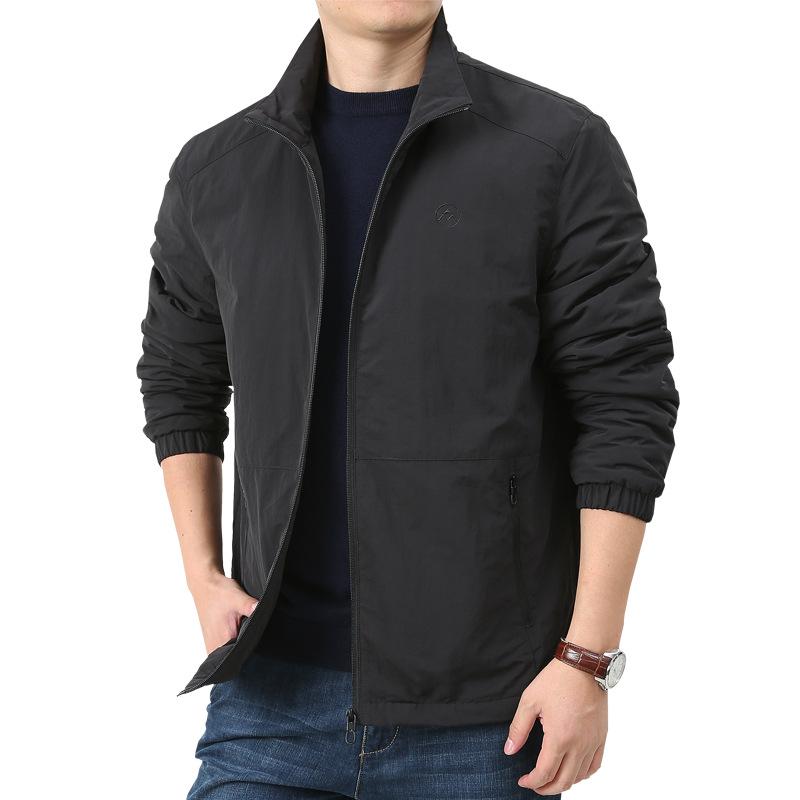 KPB Men's Plus Size Fleece-Lined Autumn Jacket with Stand-Up Collar
