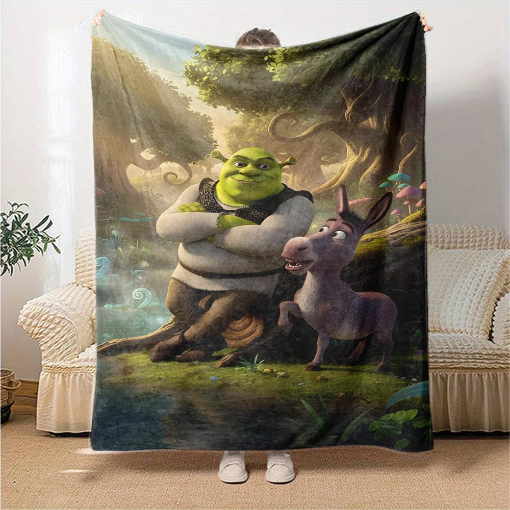 Shrek Theme Printed Blanket - Perfect for Couch, Bed, Travel & Outdoor Use | Machine Washable, Cozy & Durable.