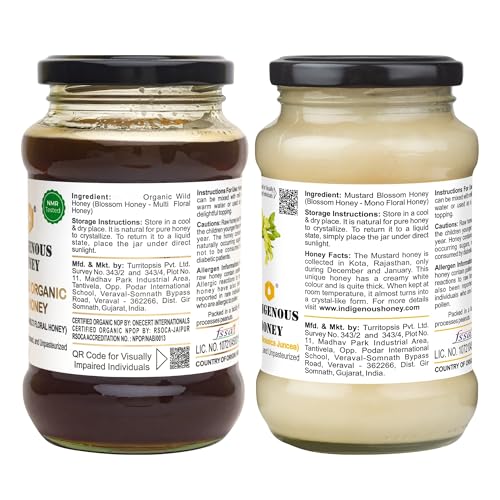 INDIGENOUS HONEY Certified Organic Wild Honey with Nmr tested Raw Crystalized Honey Pure Natural Unprocessed combo pack