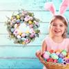 Coronițe de Paște pentru ușa din față, coroană pentru ouă de Paște, coroană de Paște artificială de 40 cm, ușă din față, coroană colorată de ouă de Paște cu frunze