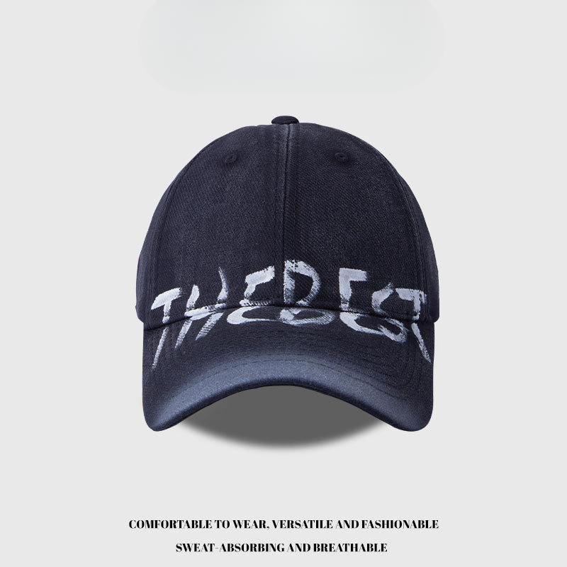 Hat Women European and American Retro Cowboy English Letters Foreign Trade Baseball Hat Graffiti Hat Men British Baseball Cap