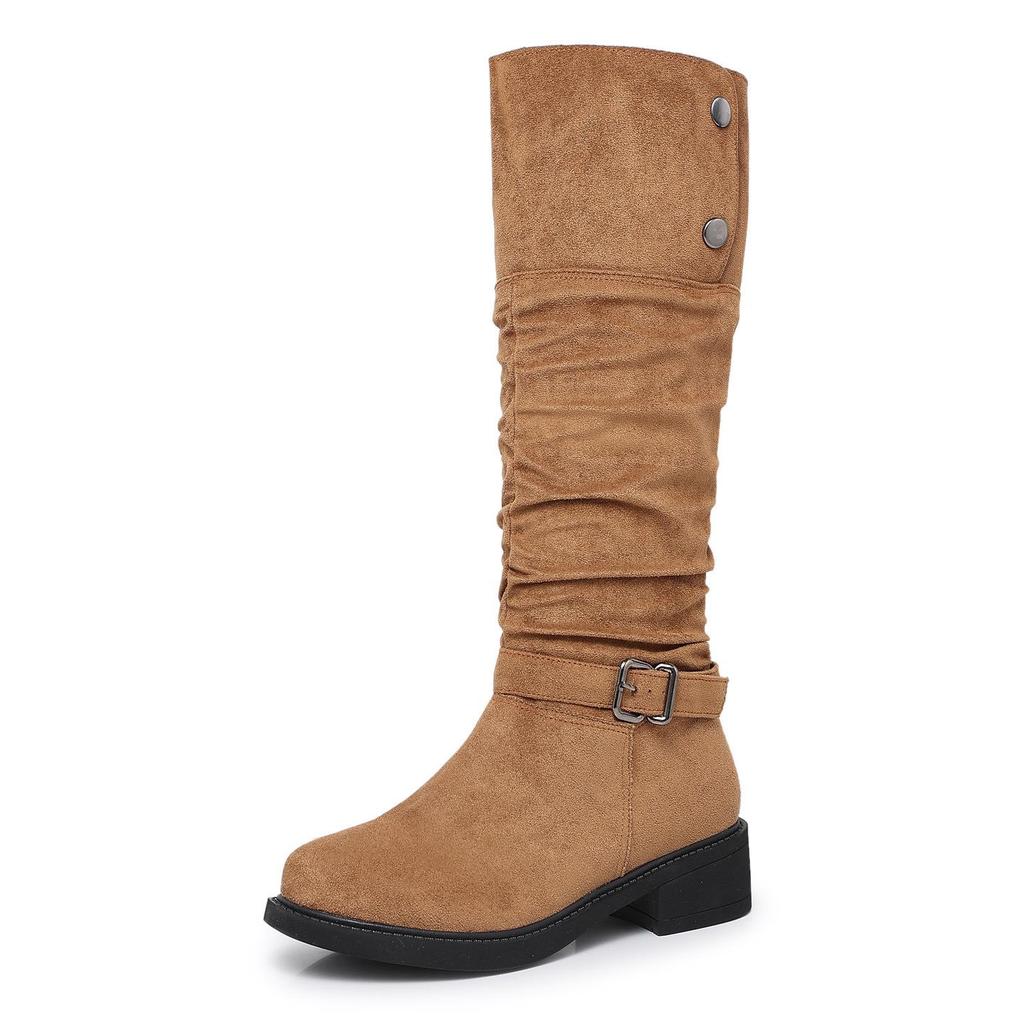 Women's Over-the-Knee Cowboy Slouch Boots - 2025 Autumn/Winter, Chunky Heel Long Knight Boots