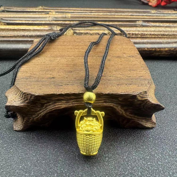 Vietnamesischer Sandgold Buddha Anhänger: Vergoldetes Maitreya Flammen Design