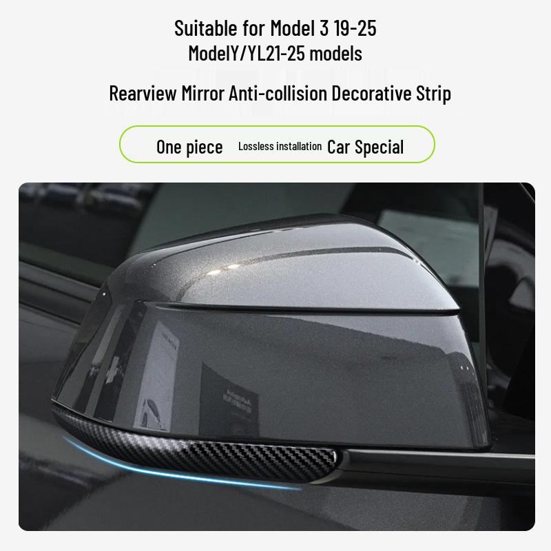 Tesla Model 3/Y Rearview Mirror Anti-Collision Protection Sticker Model Y Mirror Protector - Glossy Black