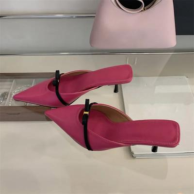 Frühlingsdesign Stil Schleife Damen Hausschuhe Mode Niedrige Dünne Absätze Spitzschuh Flach Damen Pantoletten Schuhe